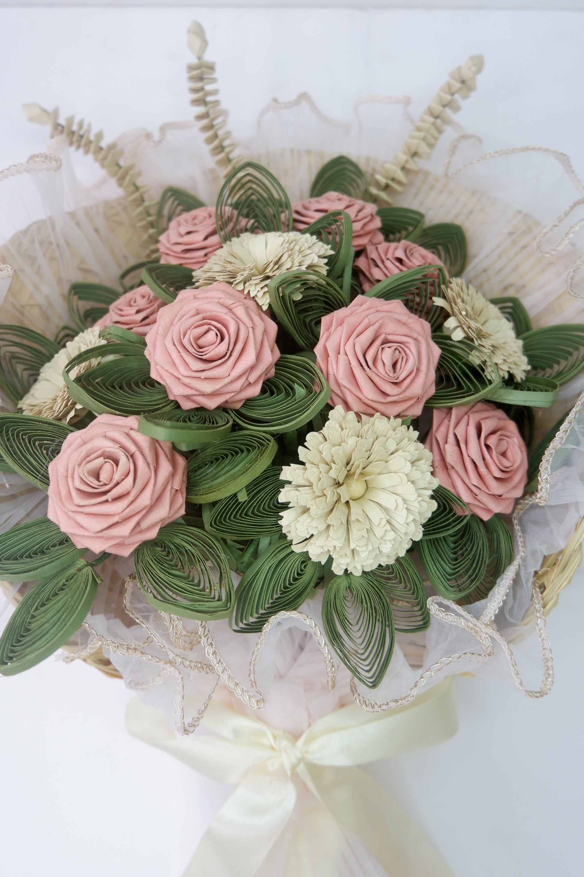 Marikit - abaniko bouquet with blush pink roses