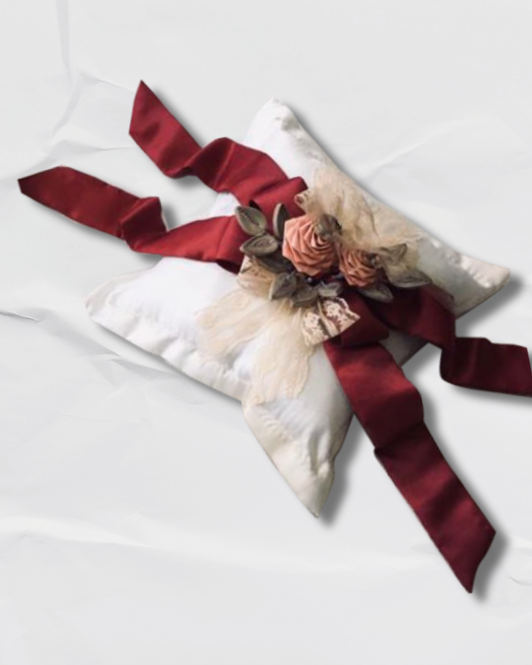 Red Square Ring Pillow